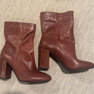 “Lucky Brand” Leather Cognac Ankle Boots